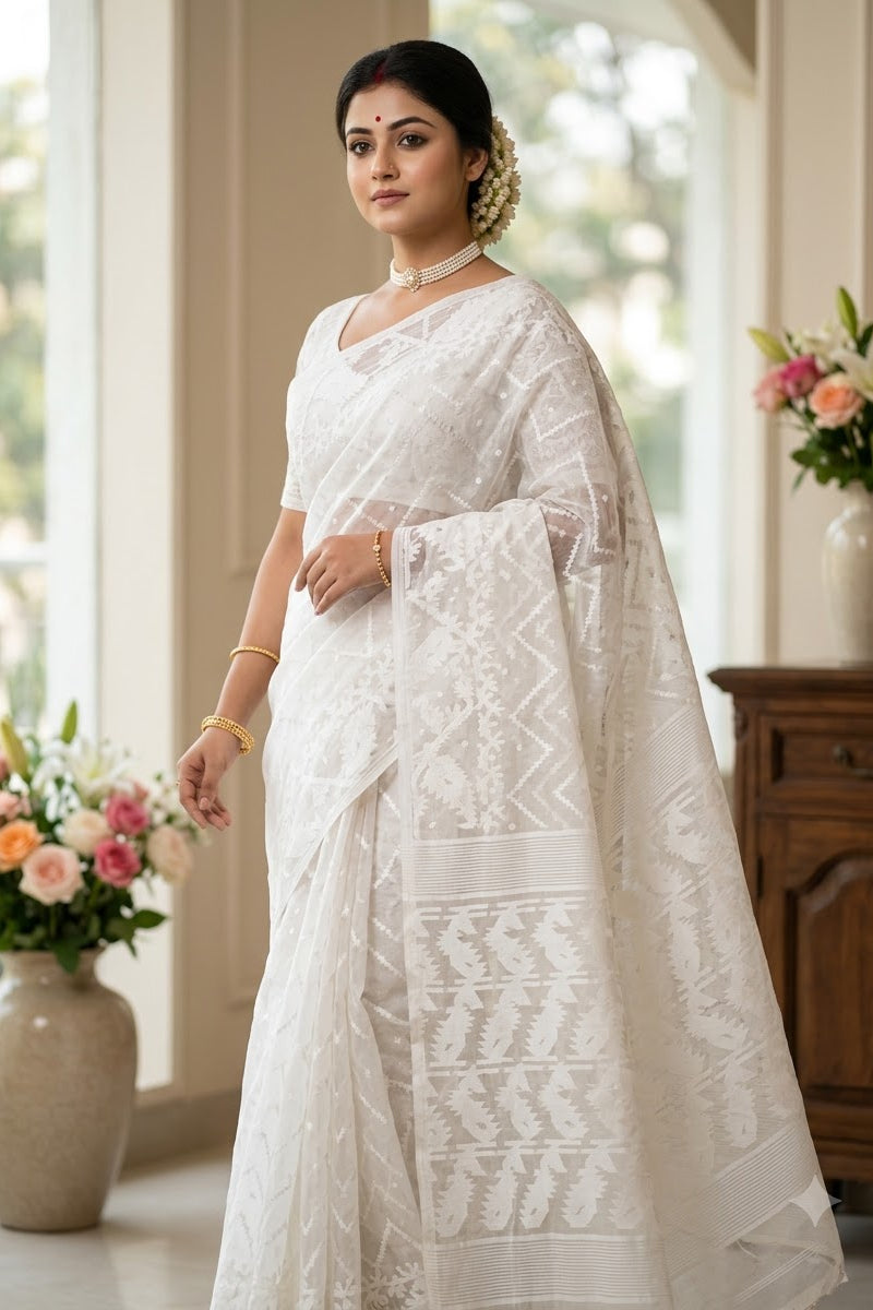 Roddur Rekha – Rays Of Sunlight Jamdani Saree