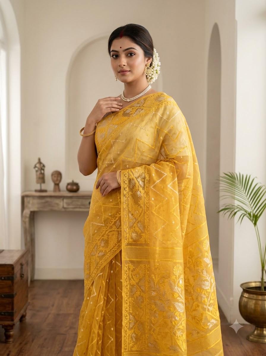 Roddur Rekha – Rays Of Sunlight Jamdani Saree