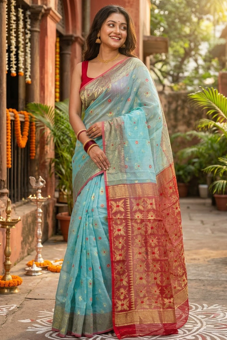 Bibhuti Dhakai Jamdani Saree