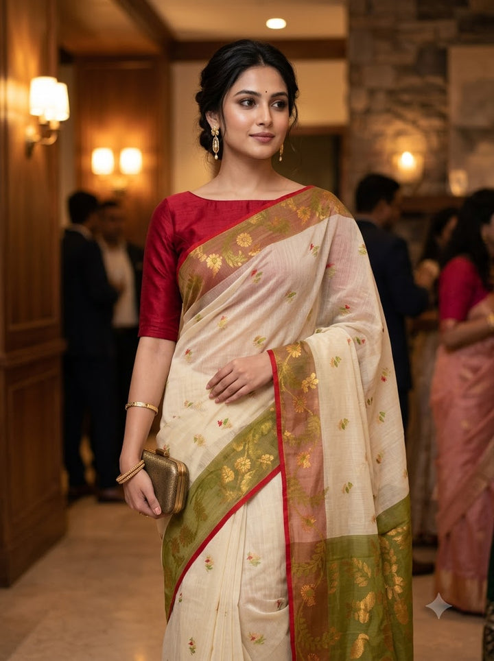 Olive Blossom Heritage Saree