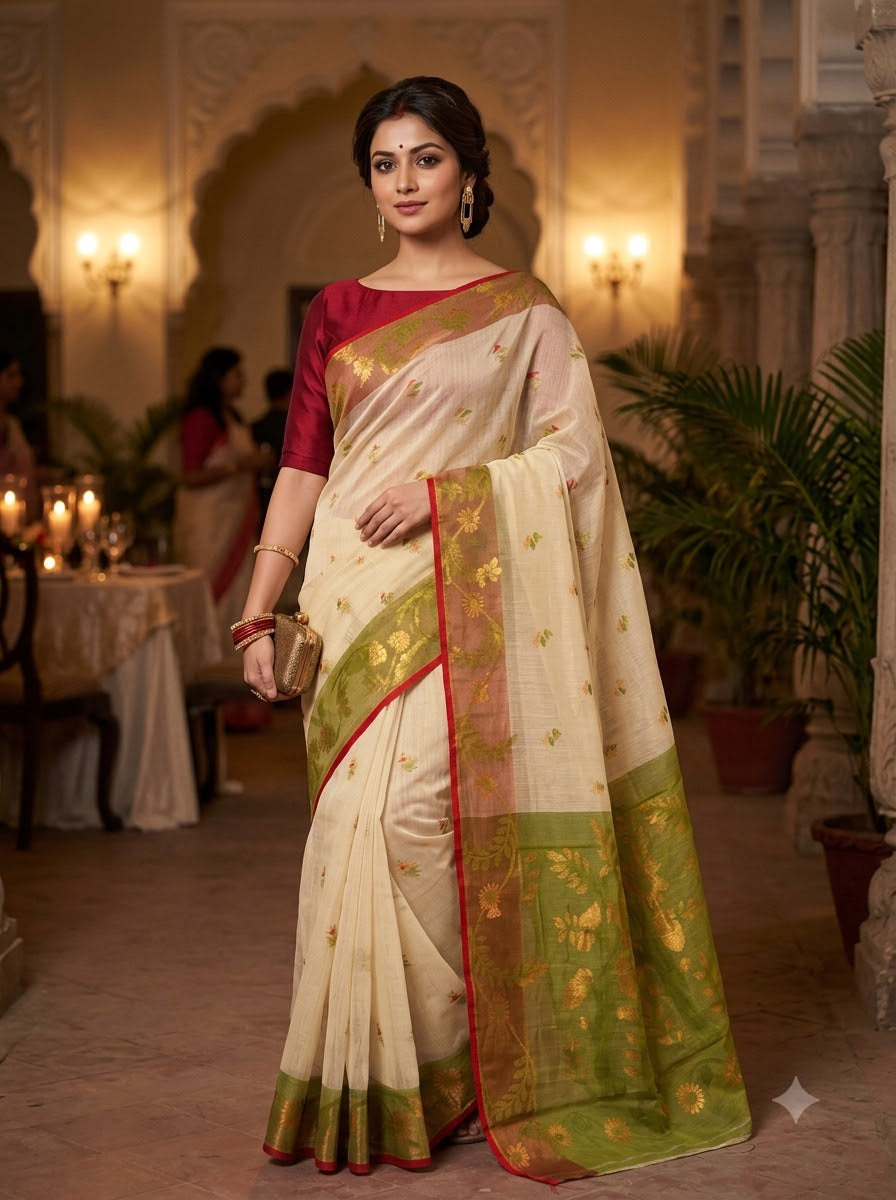 Olive Blossom Heritage Saree
