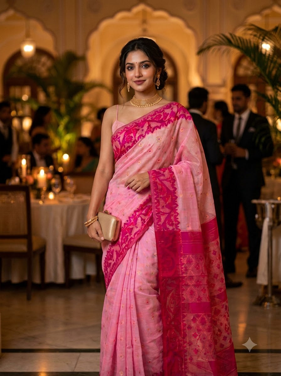 Golapi Golpo Bengal Jamdani Saree