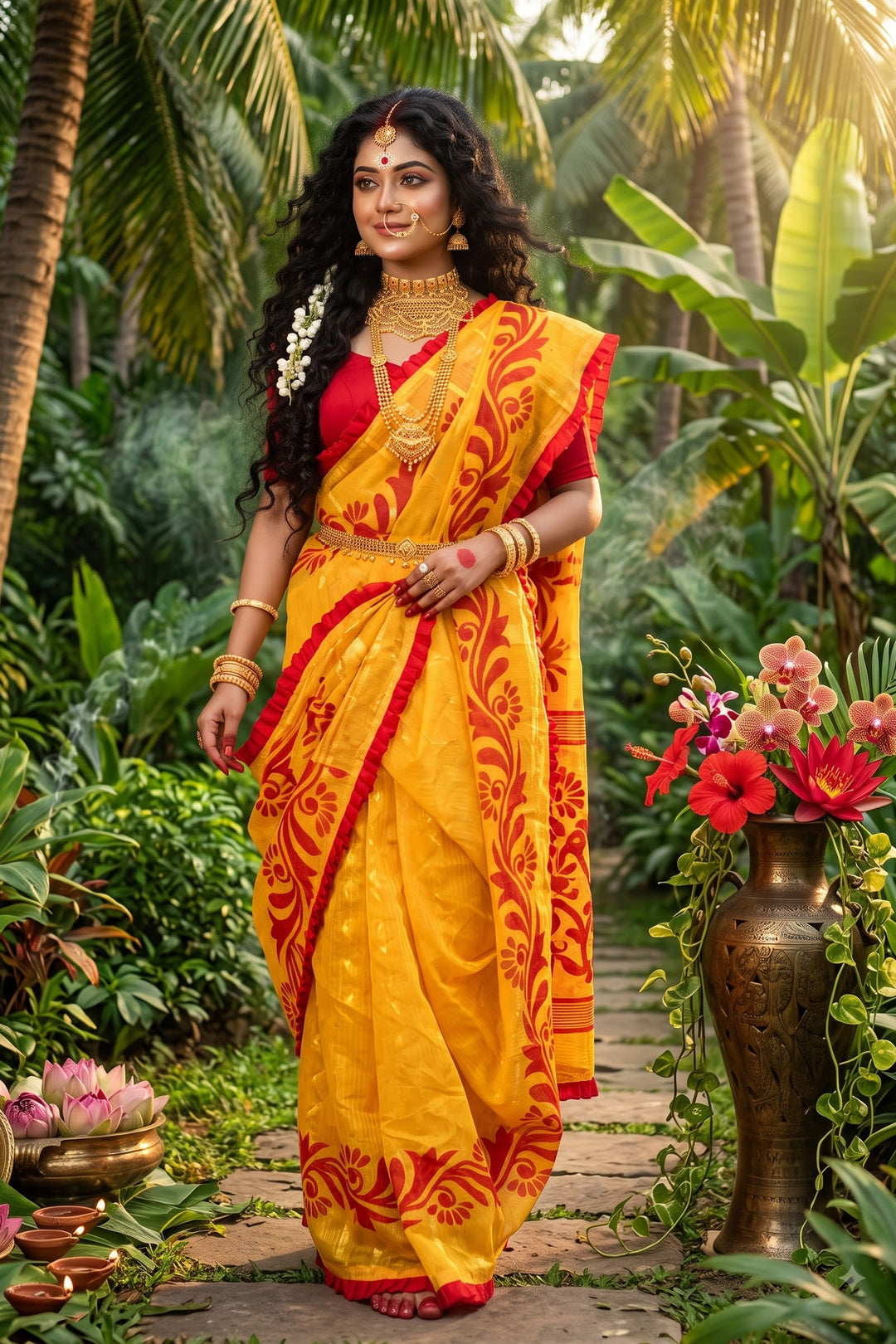 Abahon Pushpanjali Special Jamdani Saree