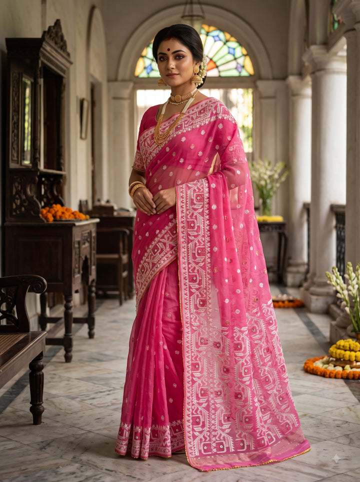 Sonar Alo  Katdana Jamdani Saree(Golapi)