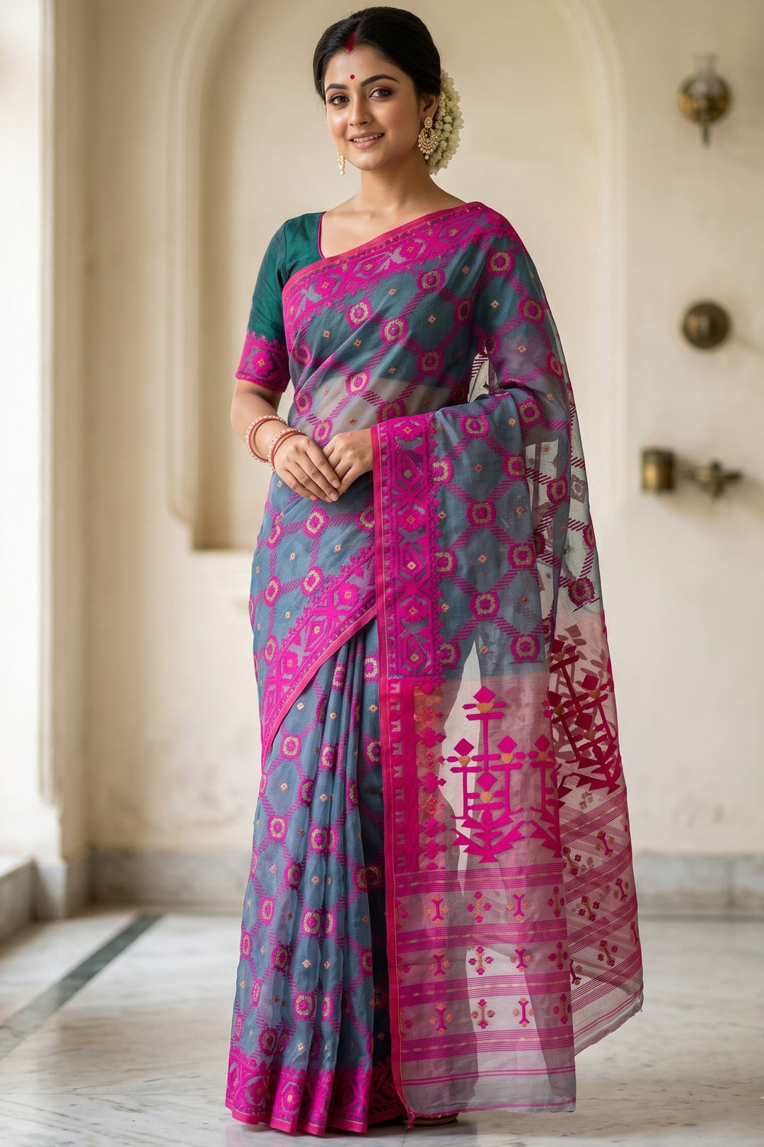 Pujar Shaj Bengal Jamdani Saree