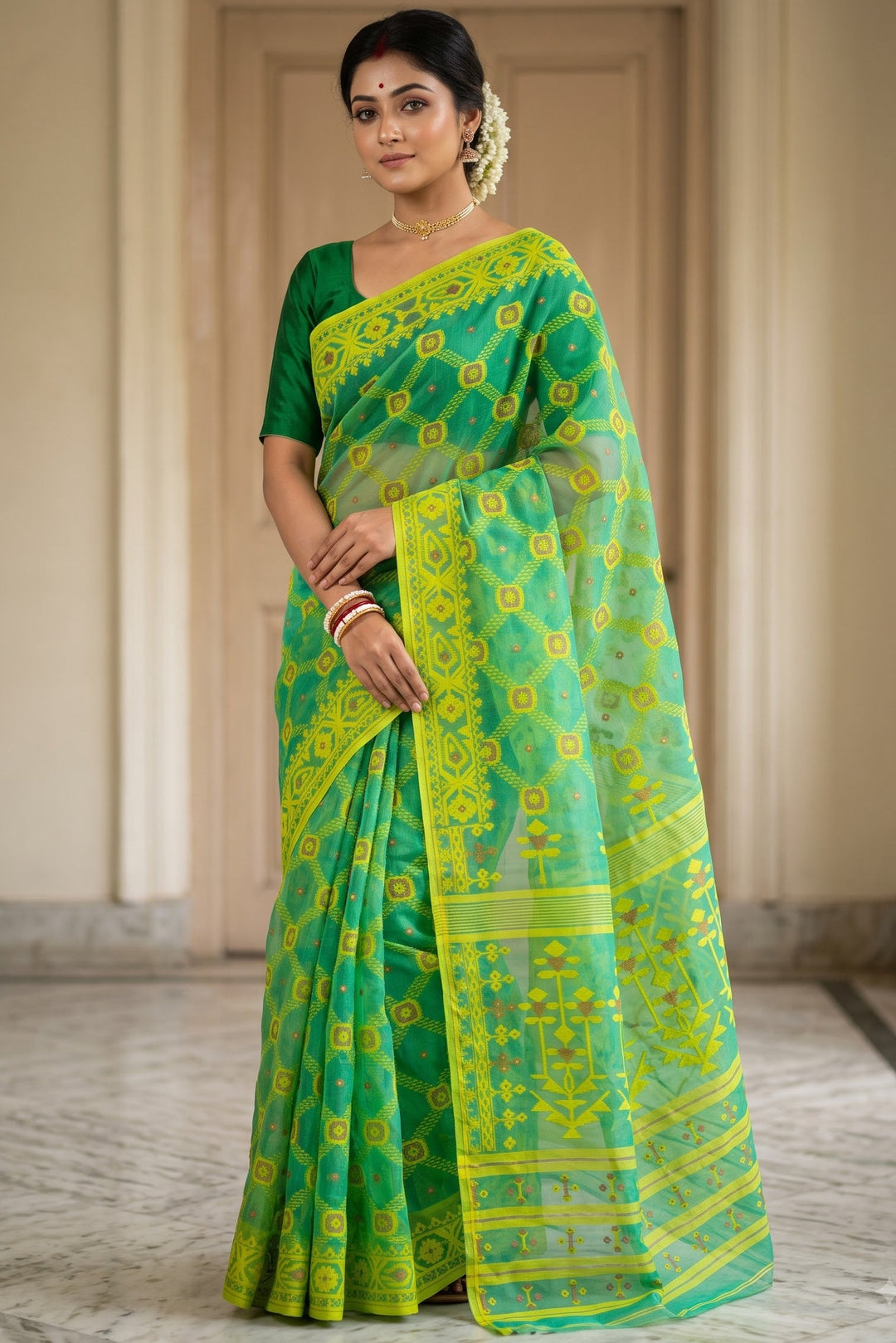 Pujar Shaj Bengal Jamdani Saree