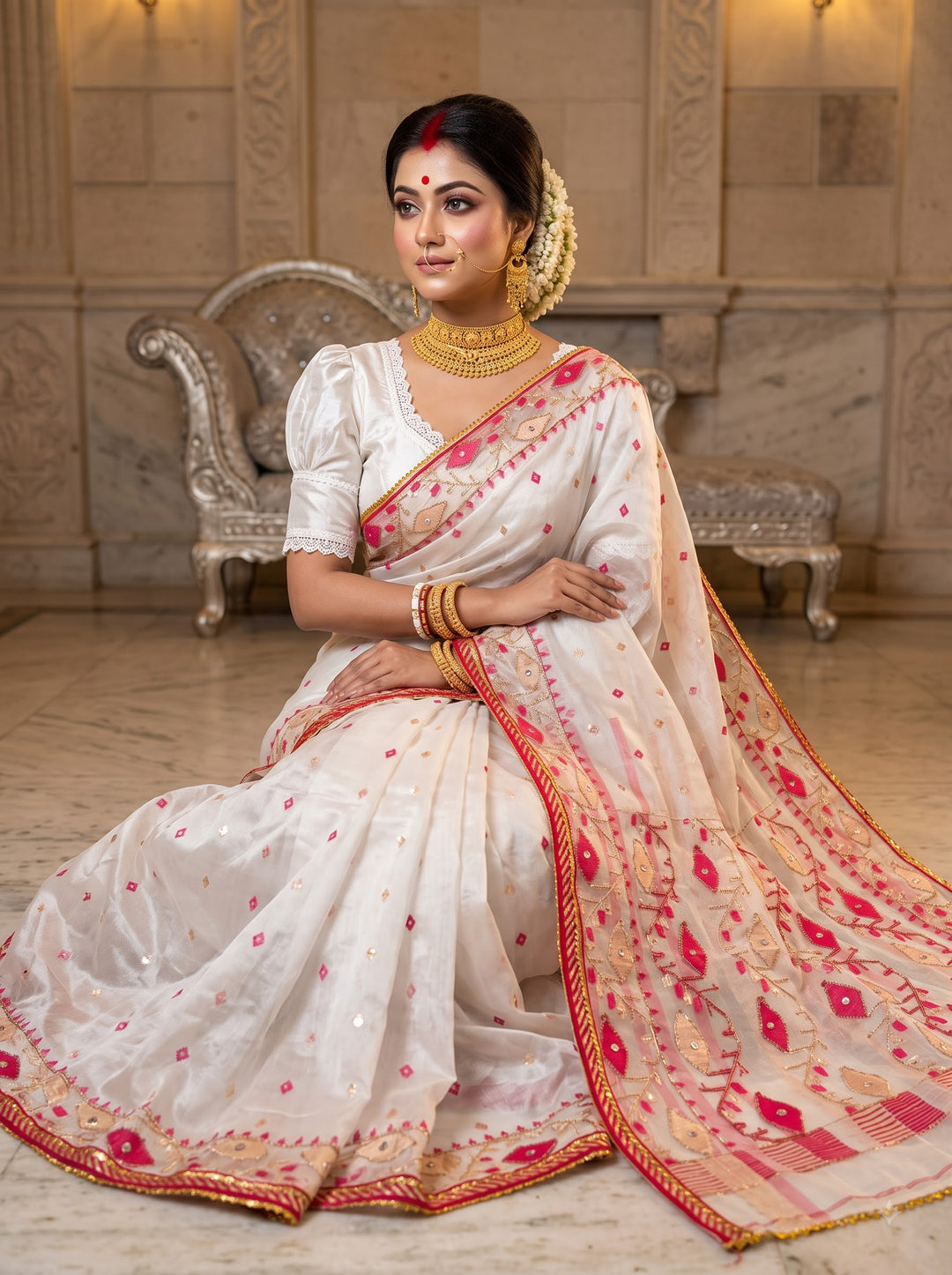 Ratneshwari Katdana Muslin Jamdani Saree