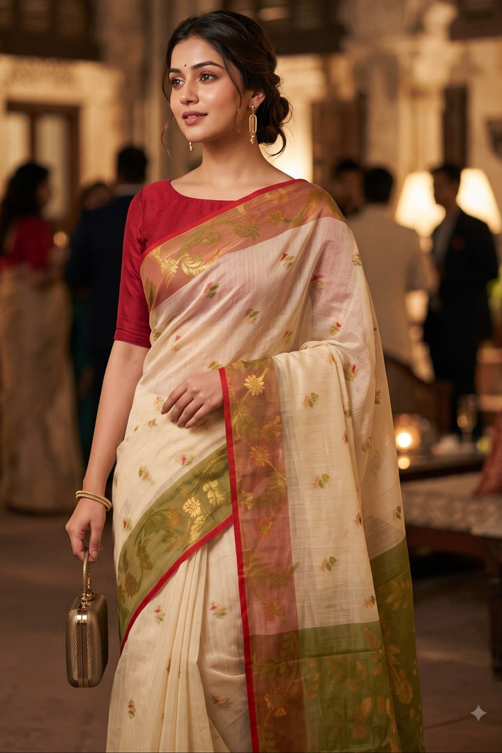 Olive Blossom Heritage Saree