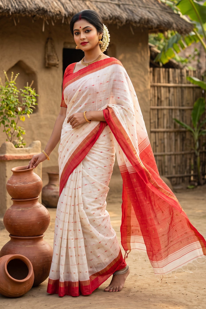 Raktima Khadi Cotton Saree