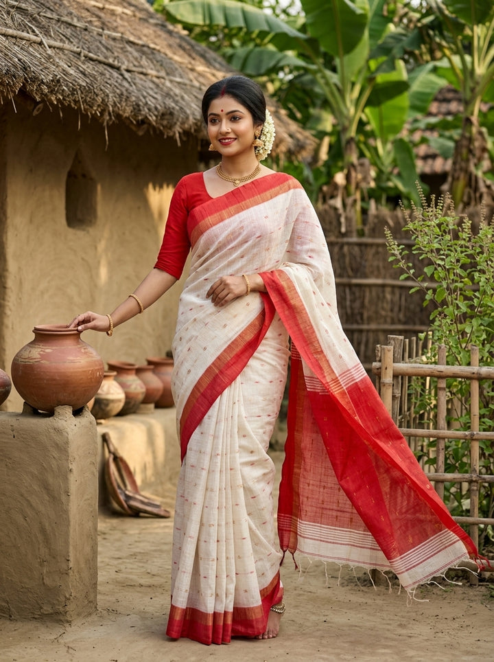 Raktima Khadi Cotton Saree