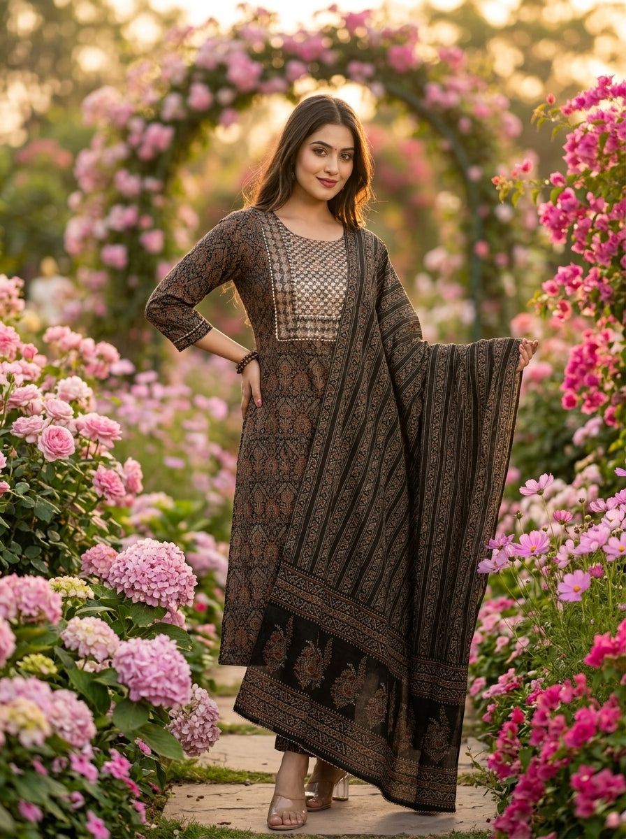 Ajrakh Print Suit Set
