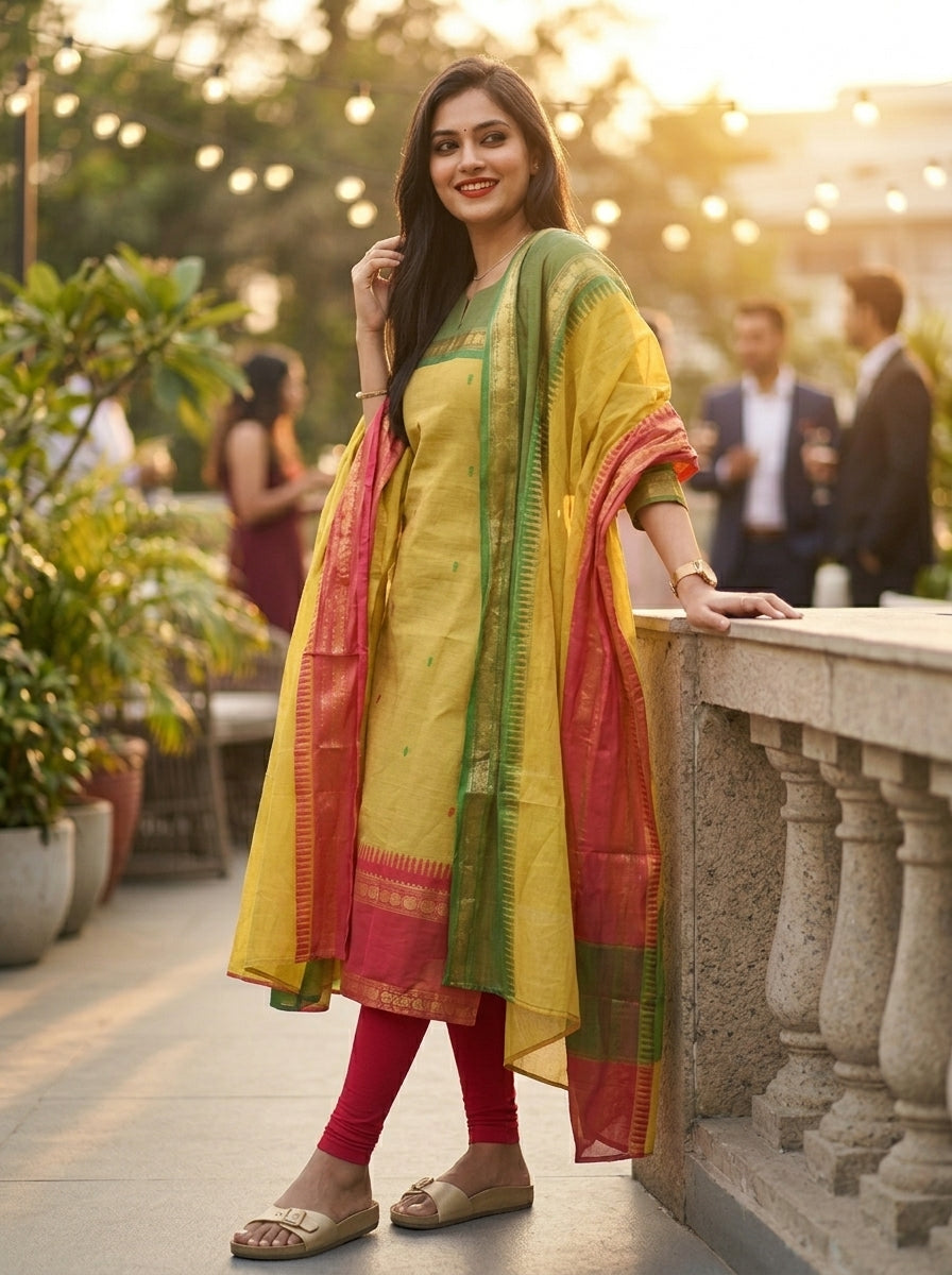 Storm Of Inspiration Cotton Kurti Set