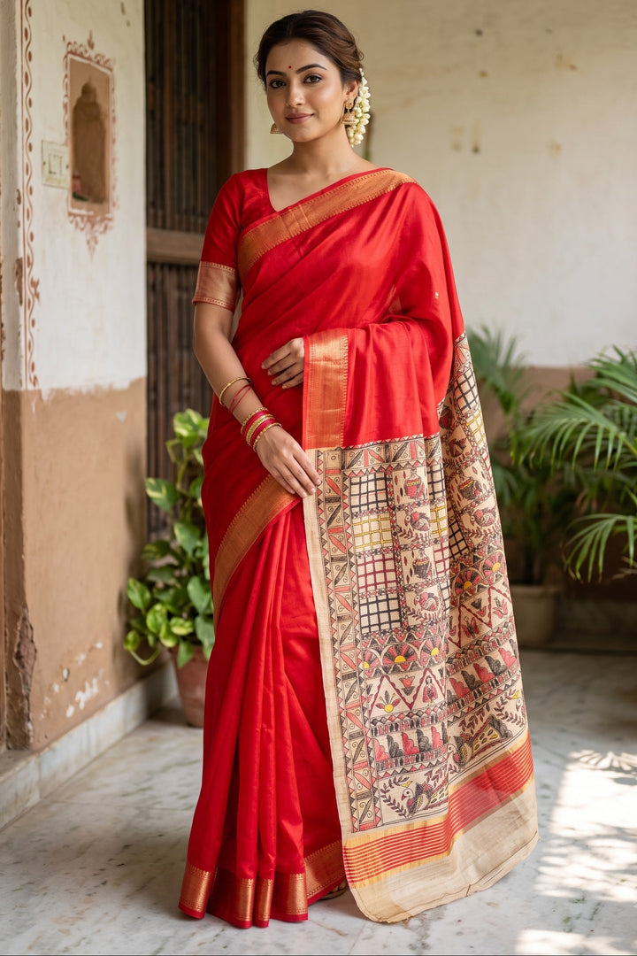 Mithila Artistry Ghicha Tussar Silk Saree