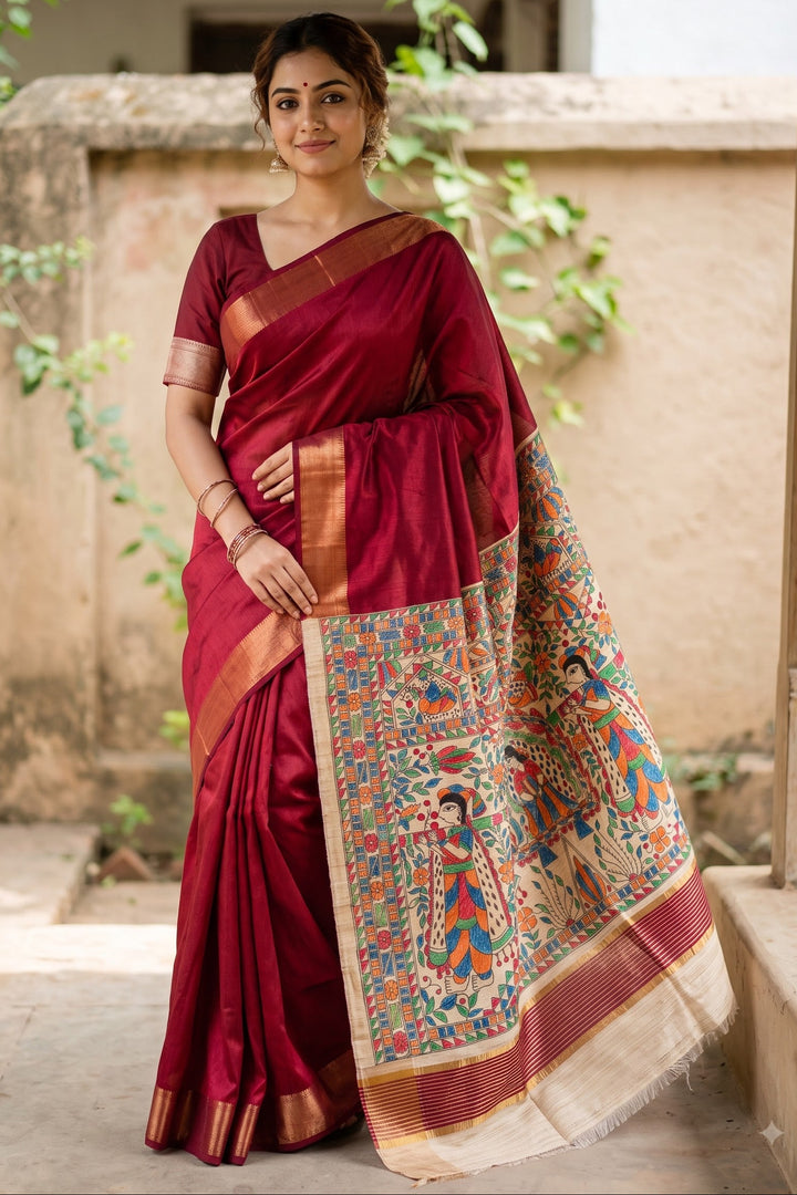 Mithila Artistry Ghicha Tussar Silk Saree
