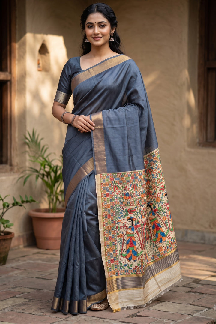 Mithila Artistry Ghicha Tussar Silk Saree