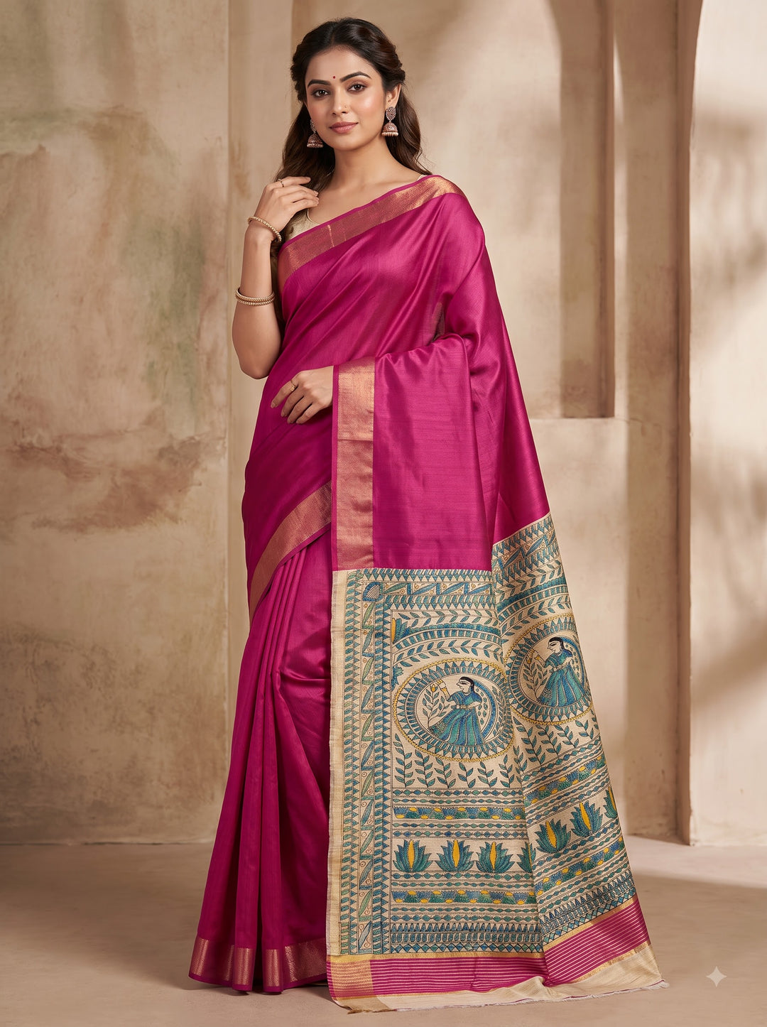 Mithila Artistry Ghicha Tussar Silk Saree