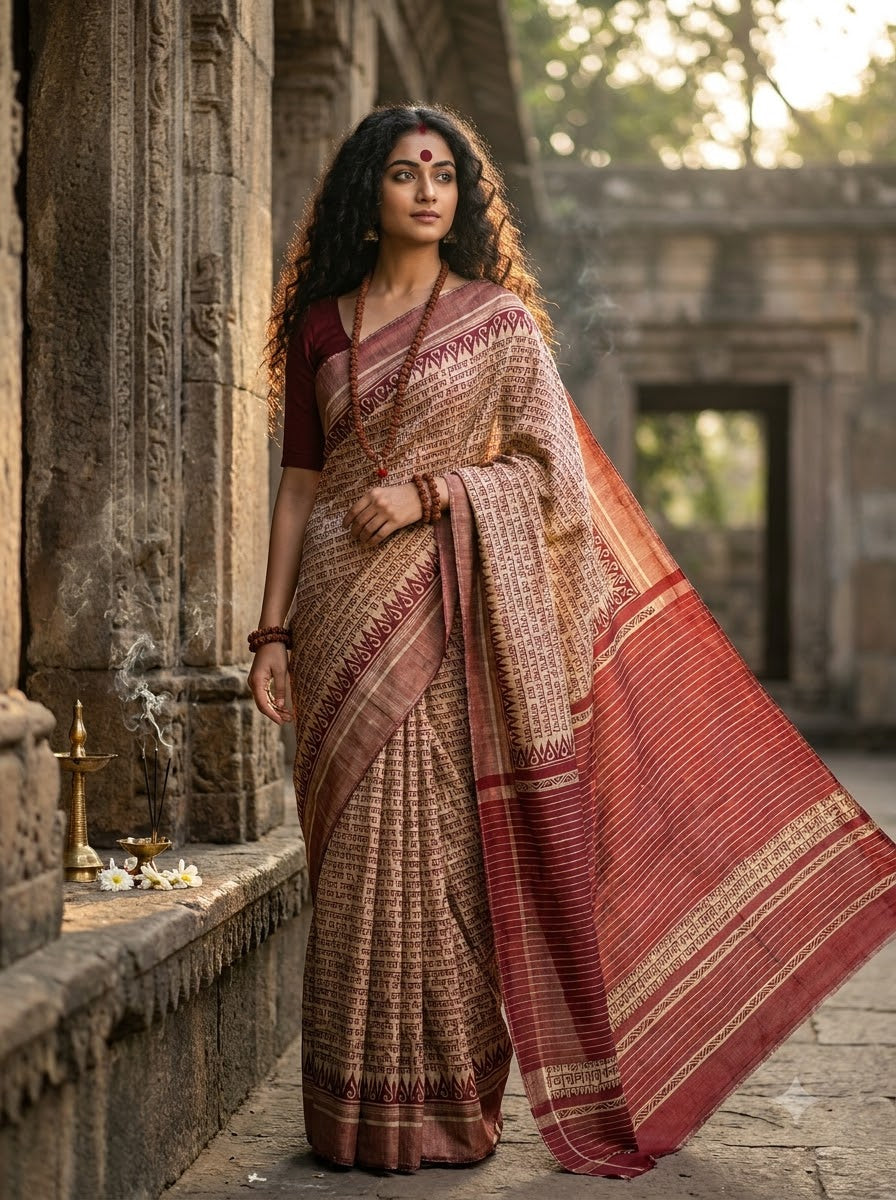 Vedic Scholar - Aabhaangi Ghicha Tussar Silk Saree