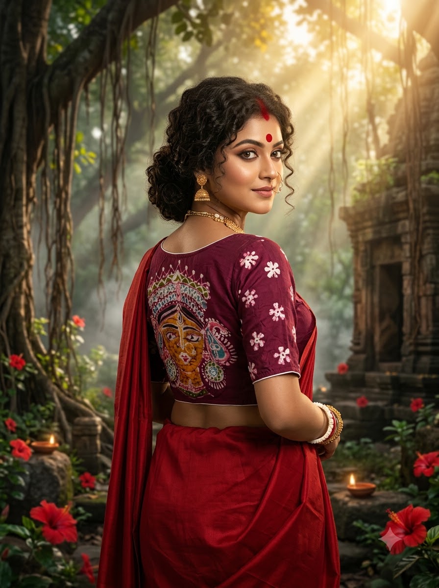 Mahishasuramardini Batik Silk Blouse
