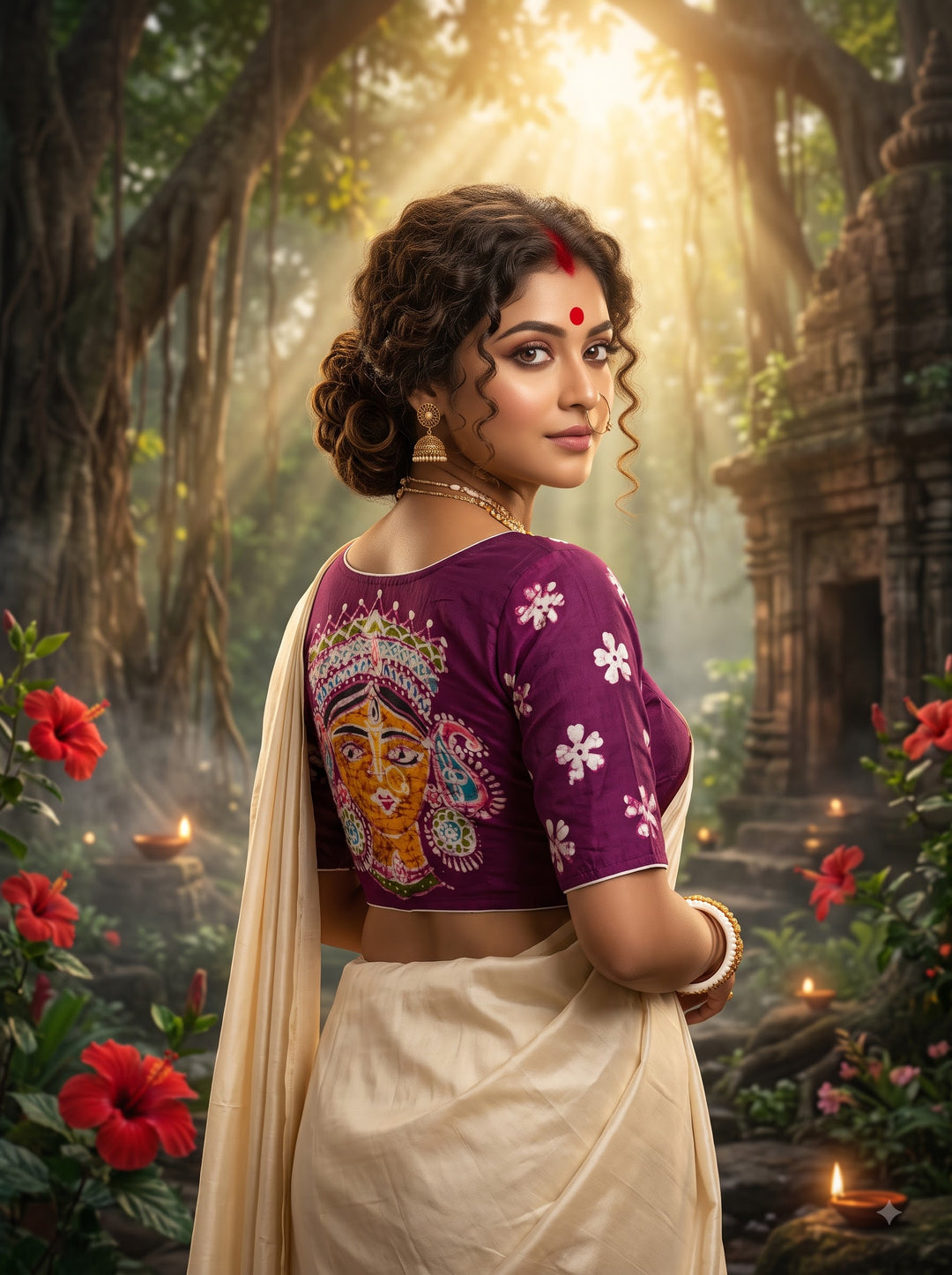 Mahishasuramardini Batik Silk Blouse
