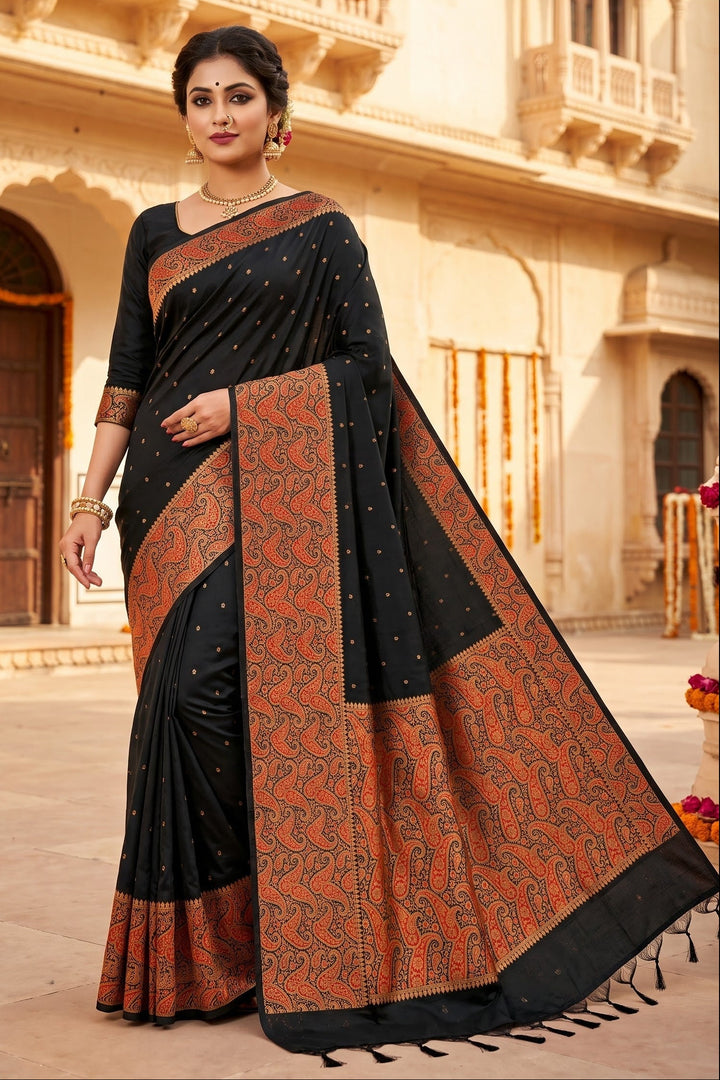 The Sovereign Scarlet Banarasi Semi Katan Silk Saree