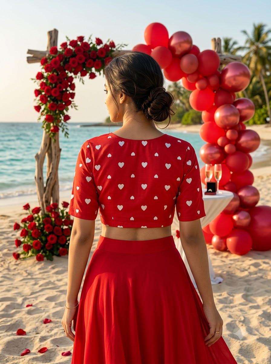Secret Love Heart Embroidery Designer Blouse