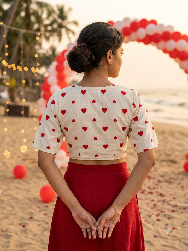 Secret Love Heart Embroidery Designer Blouse
