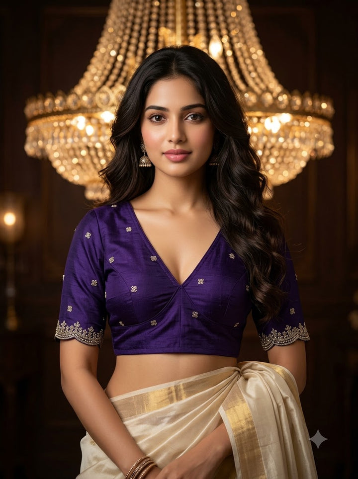 Falling For Florals Vichitra Silk Blouse
