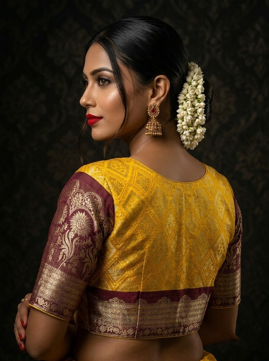 Rajeshwari Grace- Katan Silk Banarasi Zari Woven Designer Blouse