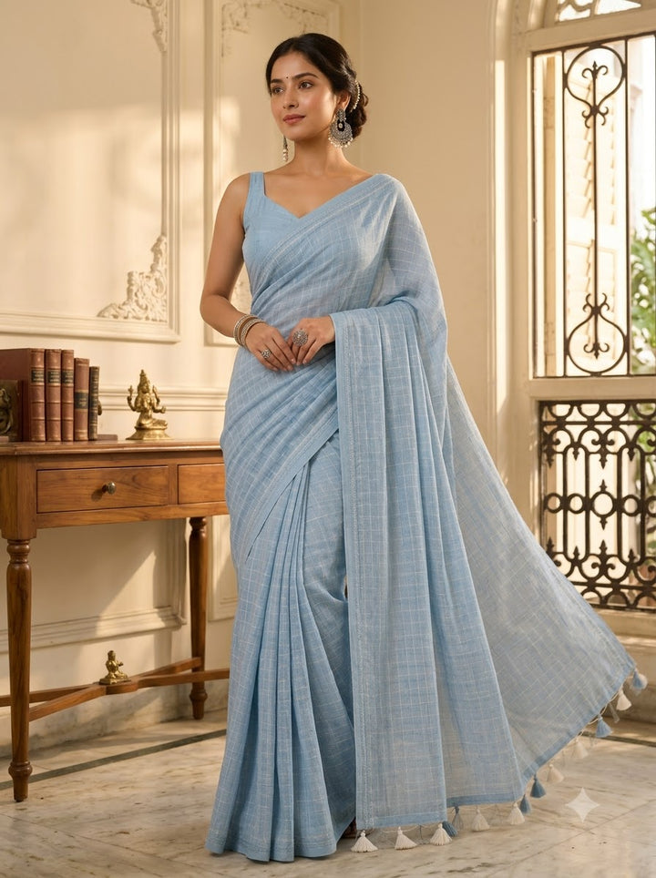 Aabha Checks – Mul Cotton Saree