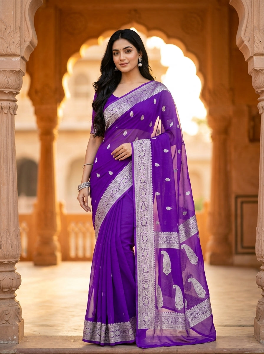 Rajat Noor – Khaddi Chiffon Banarasi Saree