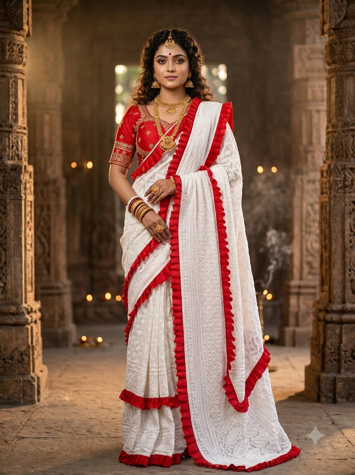 Durgatinashini Hakoba Designer Saree(Off white)