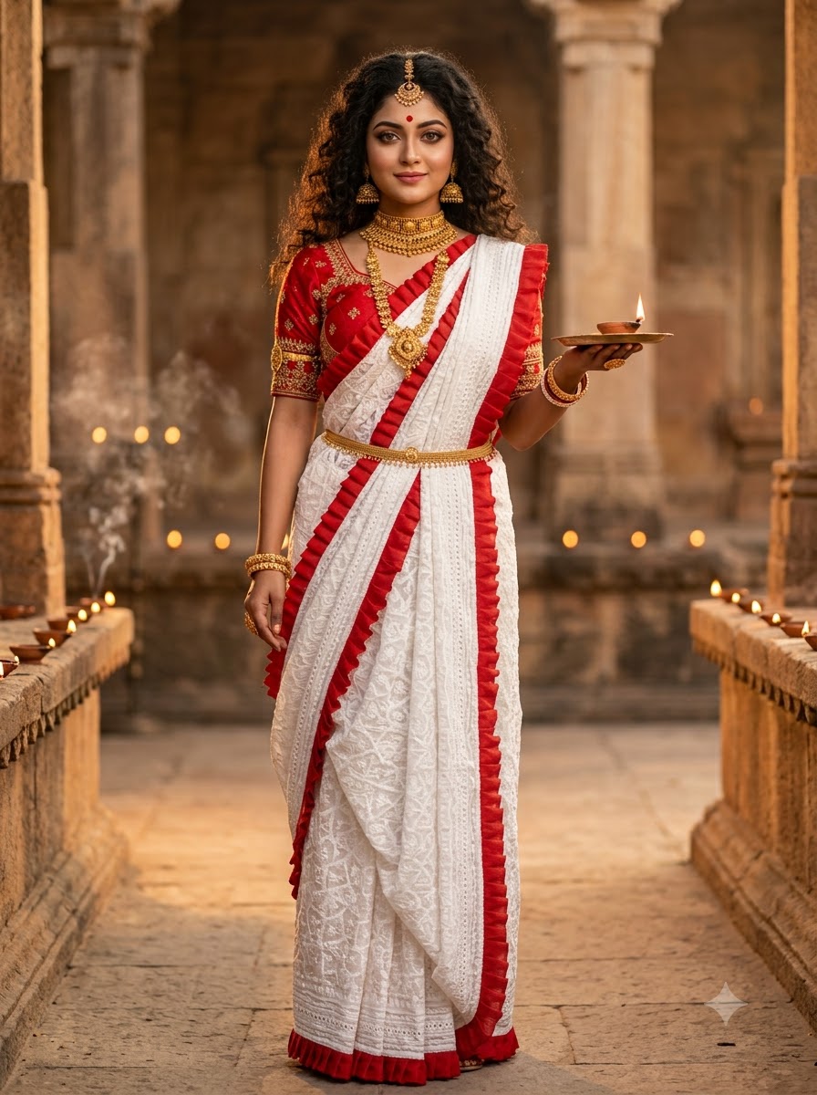 Durgatinashini Hakoba Designer Saree(Off white)