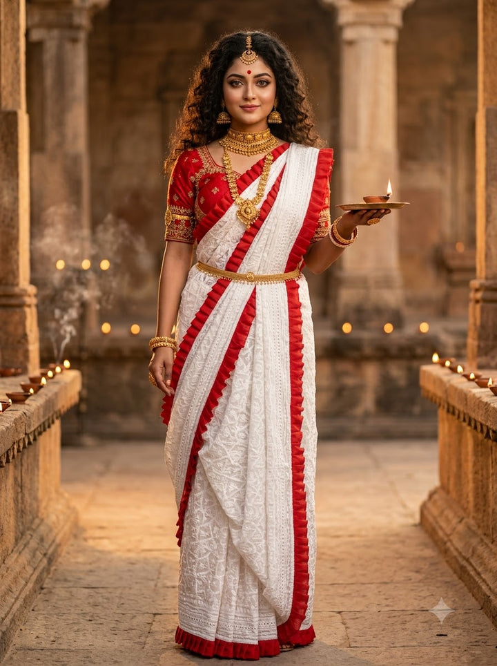 Durgatinashini Hakoba Designer Saree(Off white)