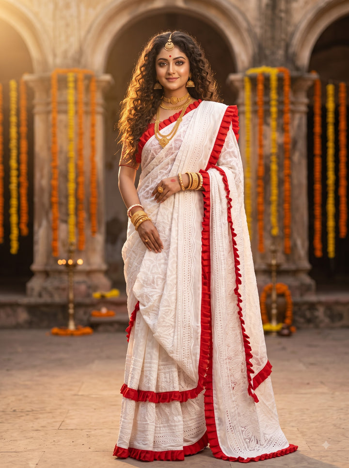 Durgatinashini Hakoba Designer Saree(Off white)