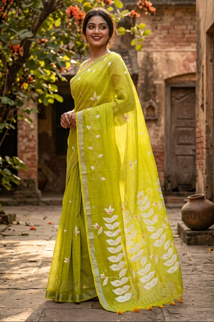 Mudrika Weave Hand Painted Cotton Saree