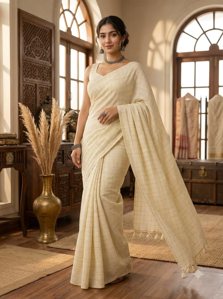Aabha Checks – Mul Cotton Saree