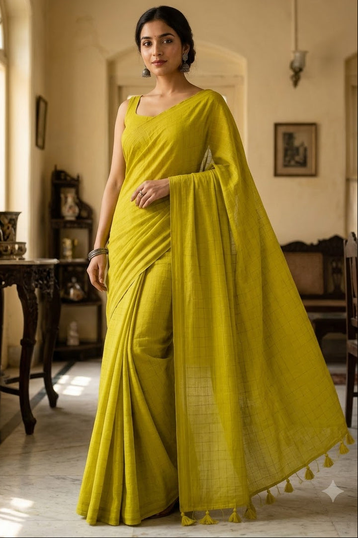 Aabha Checks – Mul Cotton Saree