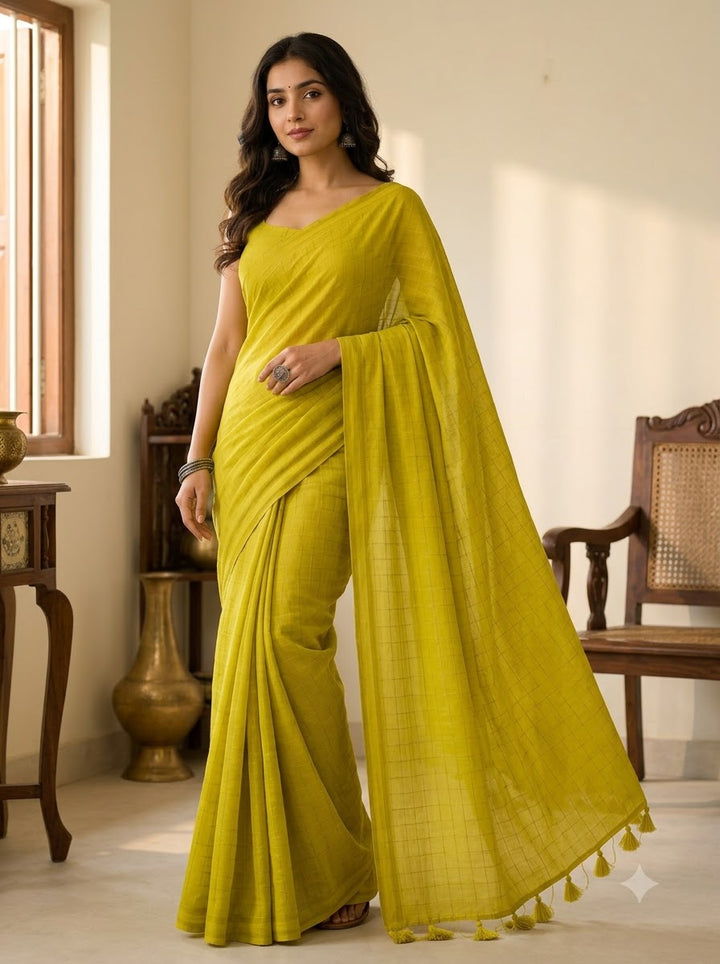 Aabha Checks – Mul Cotton Saree
