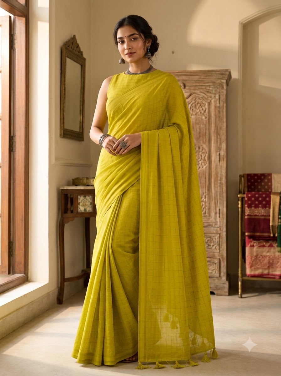 Aabha Checks – Mul Cotton Saree