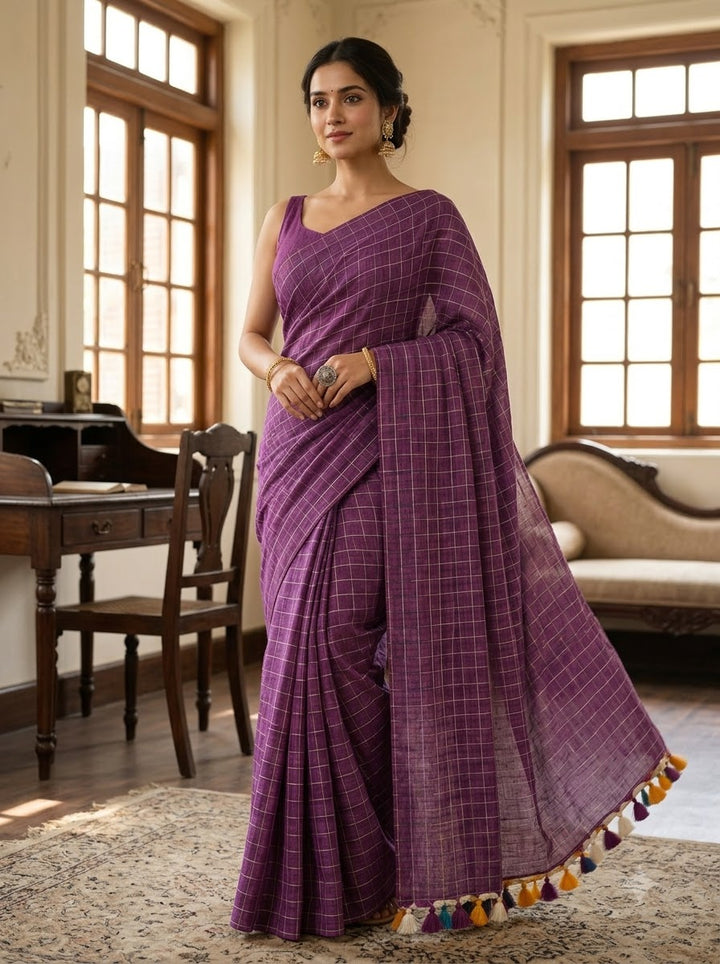 Aabha Checks – Mul Cotton Saree