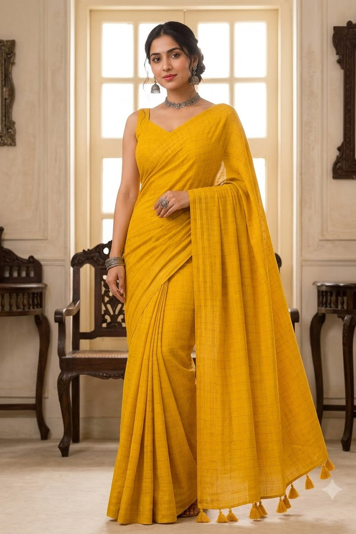 Aabha Checks – Mul Cotton Saree