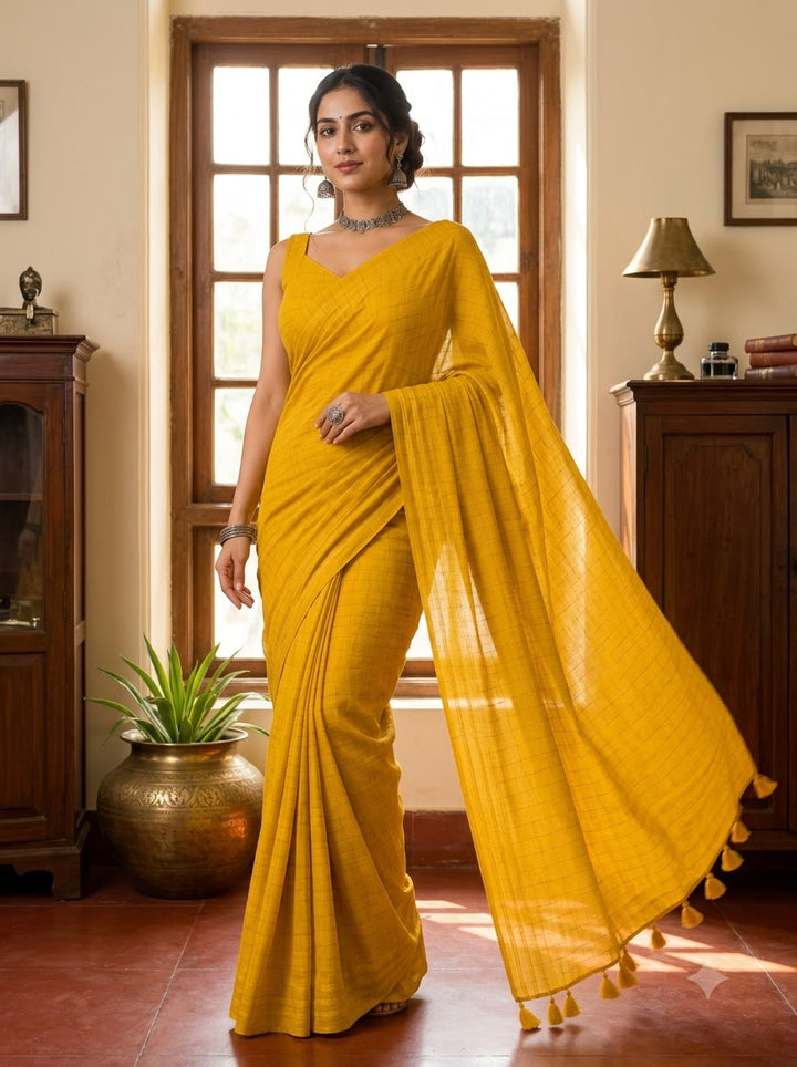 Aabha Checks – Mul Cotton Saree