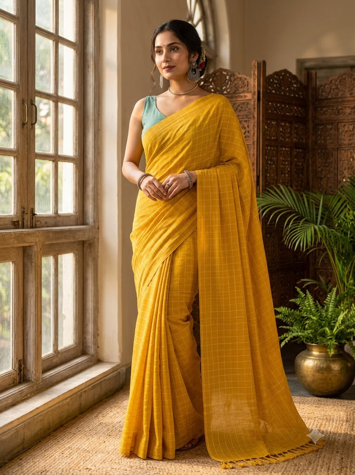 Aabha Checks – Mul Cotton Saree