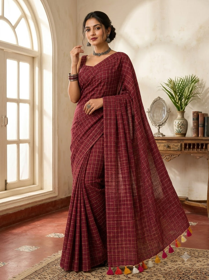 Aabha Checks – Mul Cotton Saree