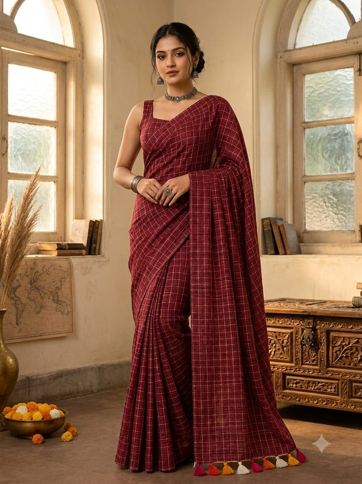 Aabha Checks – Mul Cotton Saree