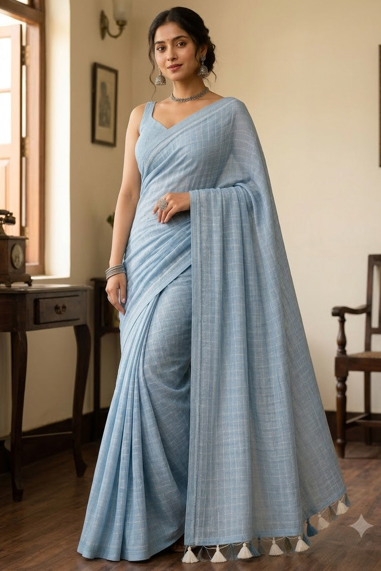 Aabha Checks – Mul Cotton Saree