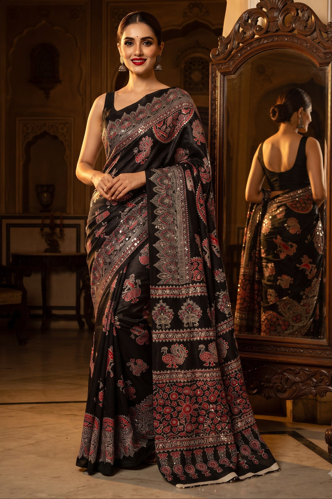 Pretty Obsession Modal Silk Saree With Mirror Work