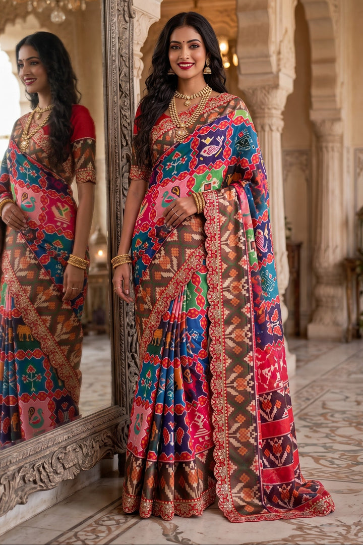 Crown of Colours Designer  Banarasi Dola Silk Saree