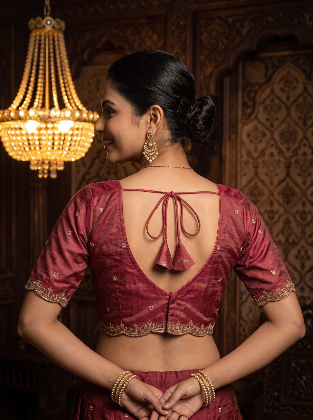 Falling For Florals Vichitra Silk Blouse