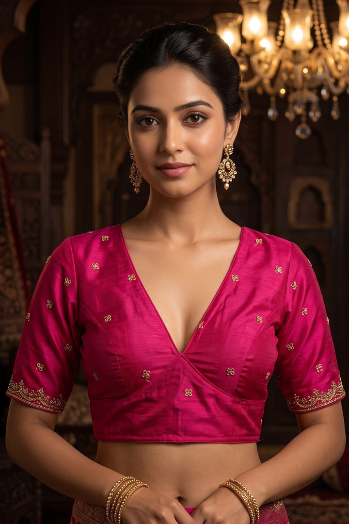 Falling For Florals Vichitra Silk Blouse